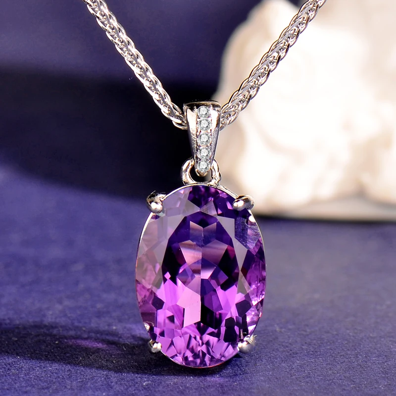 

Подвеска из серебра 925 пробы с натуральным аметистом, в сочетании с серебряным ожерельем 925 пробы, подходит для женщин, простой и элегантный кулон, изысканное и модное ожерелье, элегантный, стильный, элитный, праздничный подарок, подарок на День святого