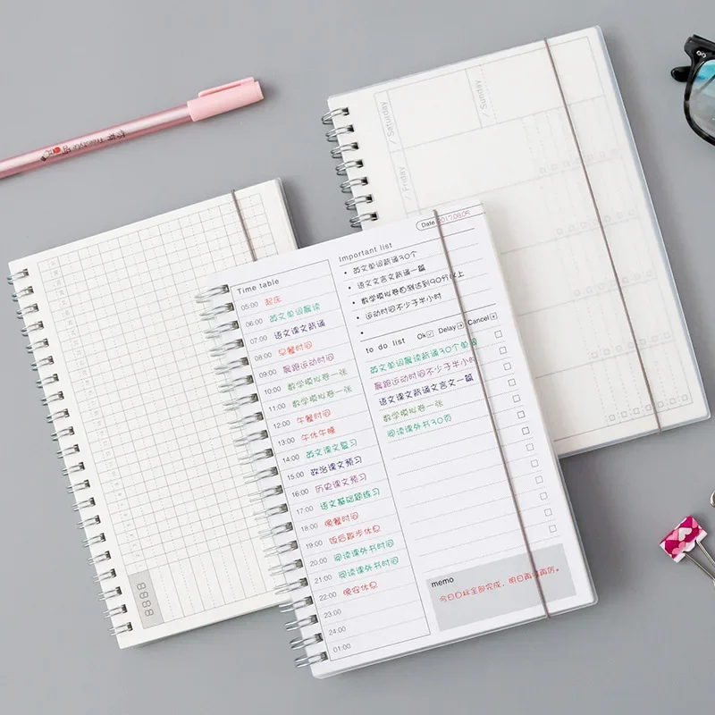 Agenda mensual semanal diaria 2020 2021, planificador A5, cuaderno en espiral, organizador de notas de tiempo, horario de oficina para volver a la escuela, papelería