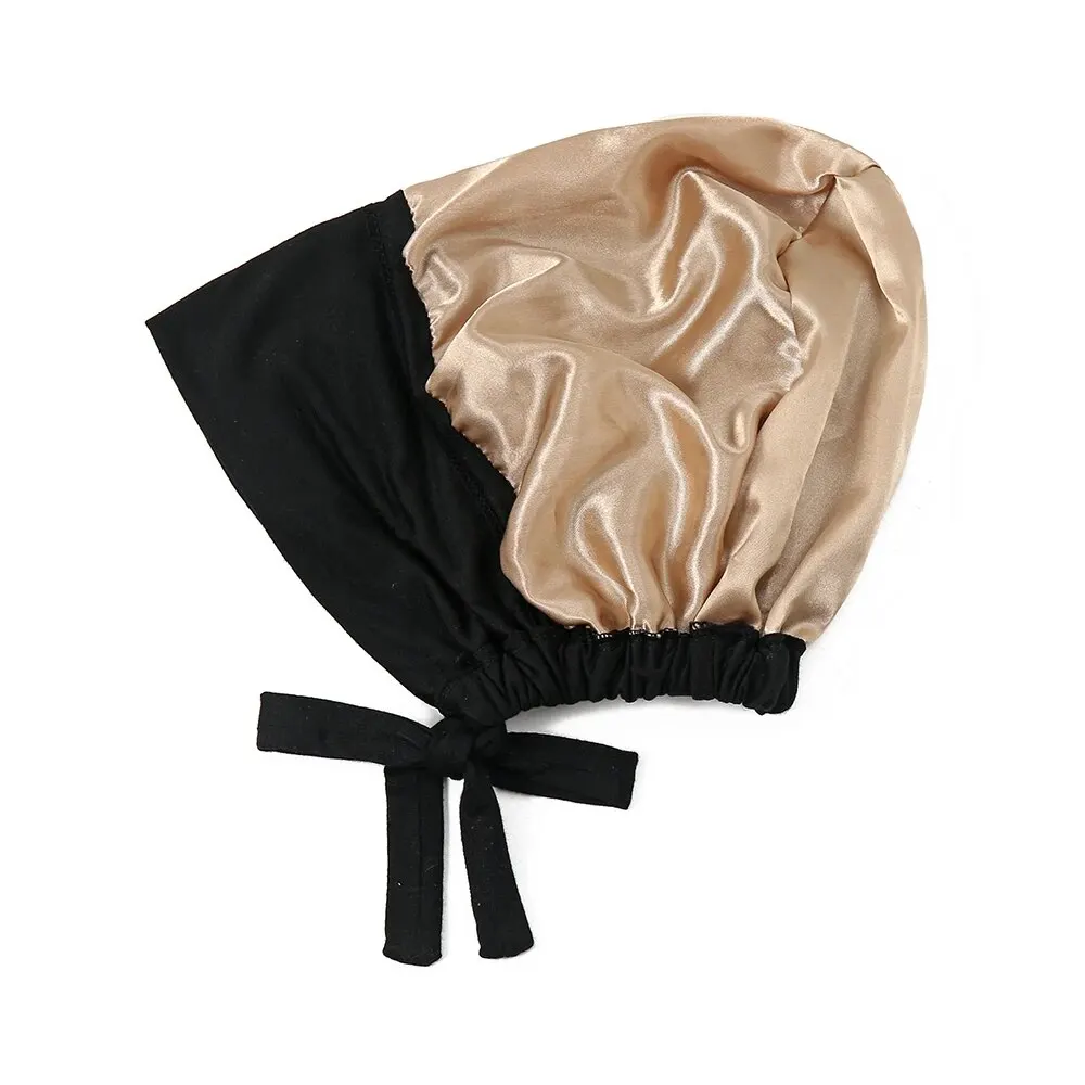 Modal Satin Hijab Cap Islam Undercap With Tie Bonnet Instant Hijabs For Women Plain Muslim Turban Bandana Handkerchief