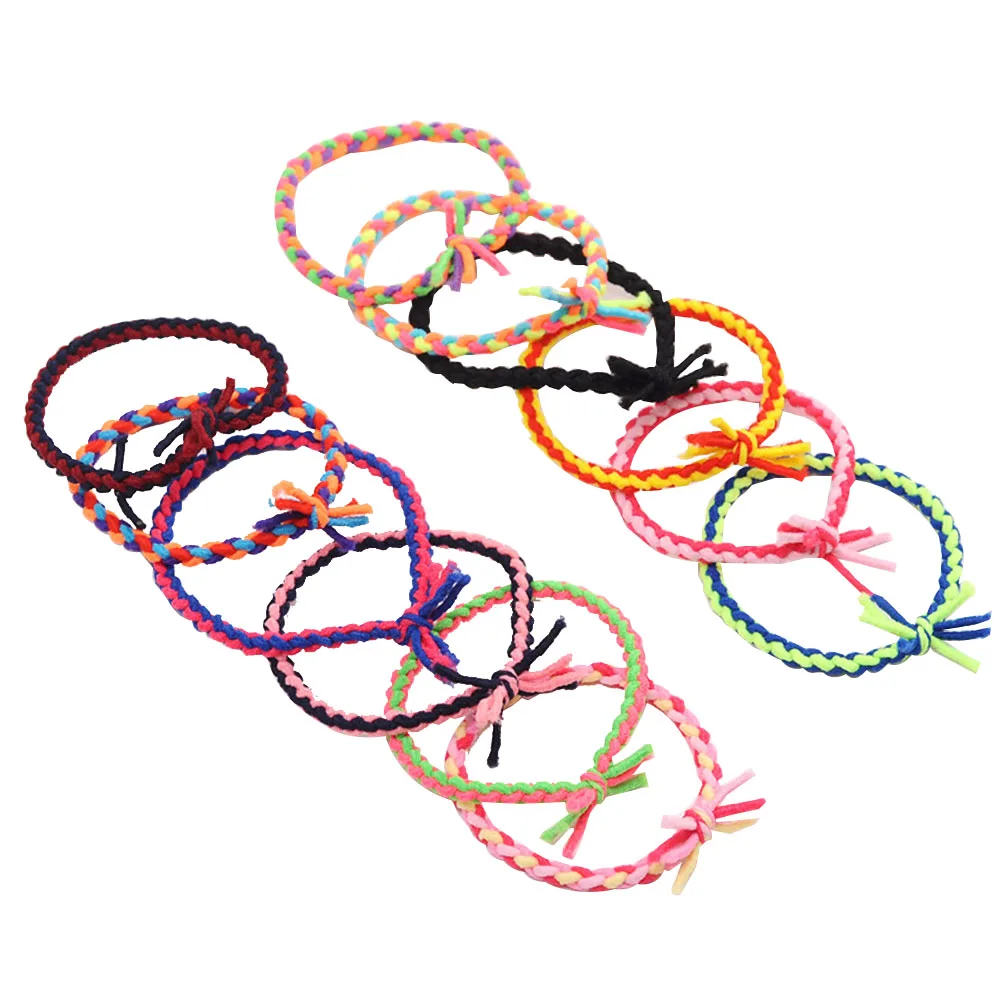 

12Pcs Hair Ties Ponytail Holders Thick Solid Stretchy Elastic Hair Bands Boutique Woven Ropes for Girls Women and Ladies (R
