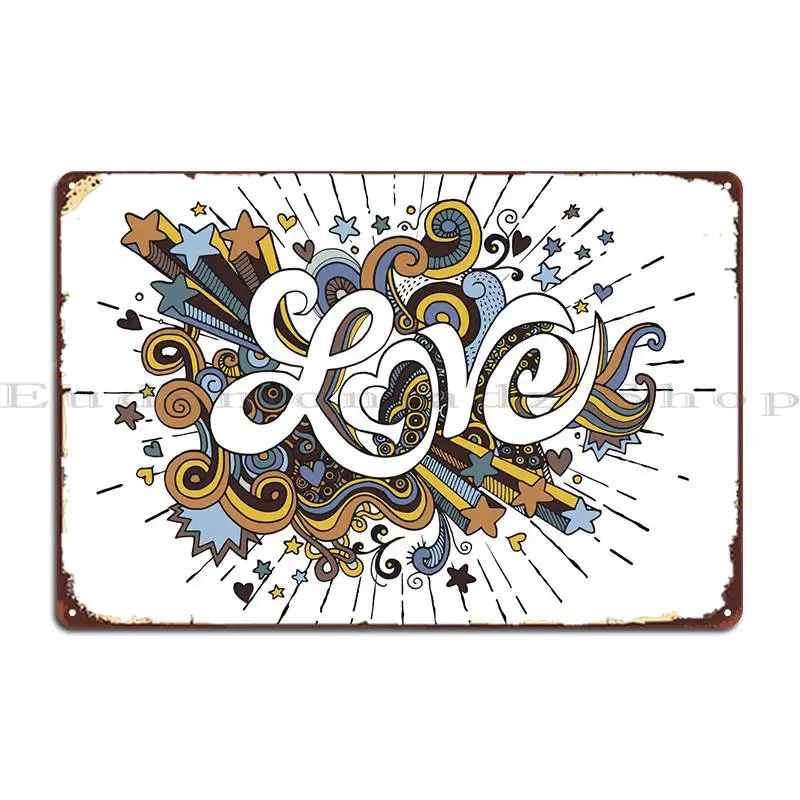 Love Hand Lettering Metal Sign Cinema Garage Club Bar Personalized Club Tin Sign Poster