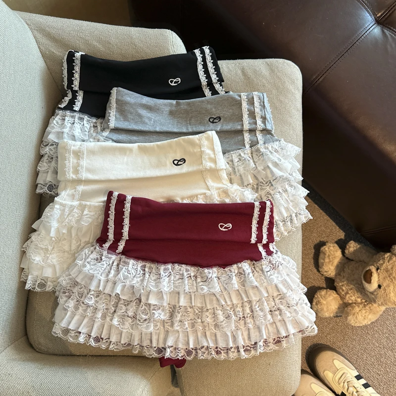 

Женская весенне-летняя короткая юбка в балетном стиле с многослойным кружевом, уличная мода, высокая талия, А-силуэт, милая мини-юбка