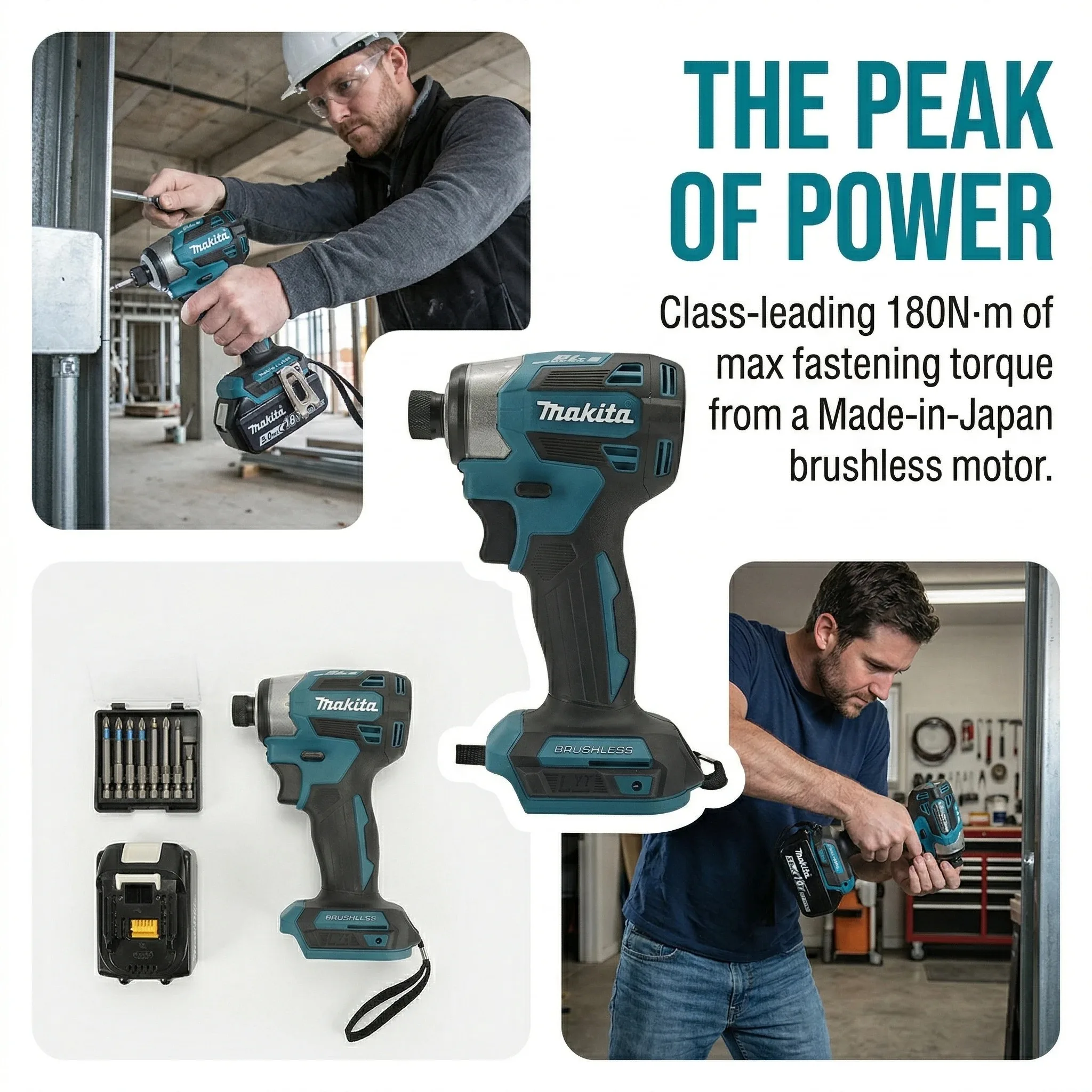 Makita Blue DTD173 18V Lithium Brushless Cordless Bare Tool Household Impact Driver For Wood DIY Furniture Fastening Jobs