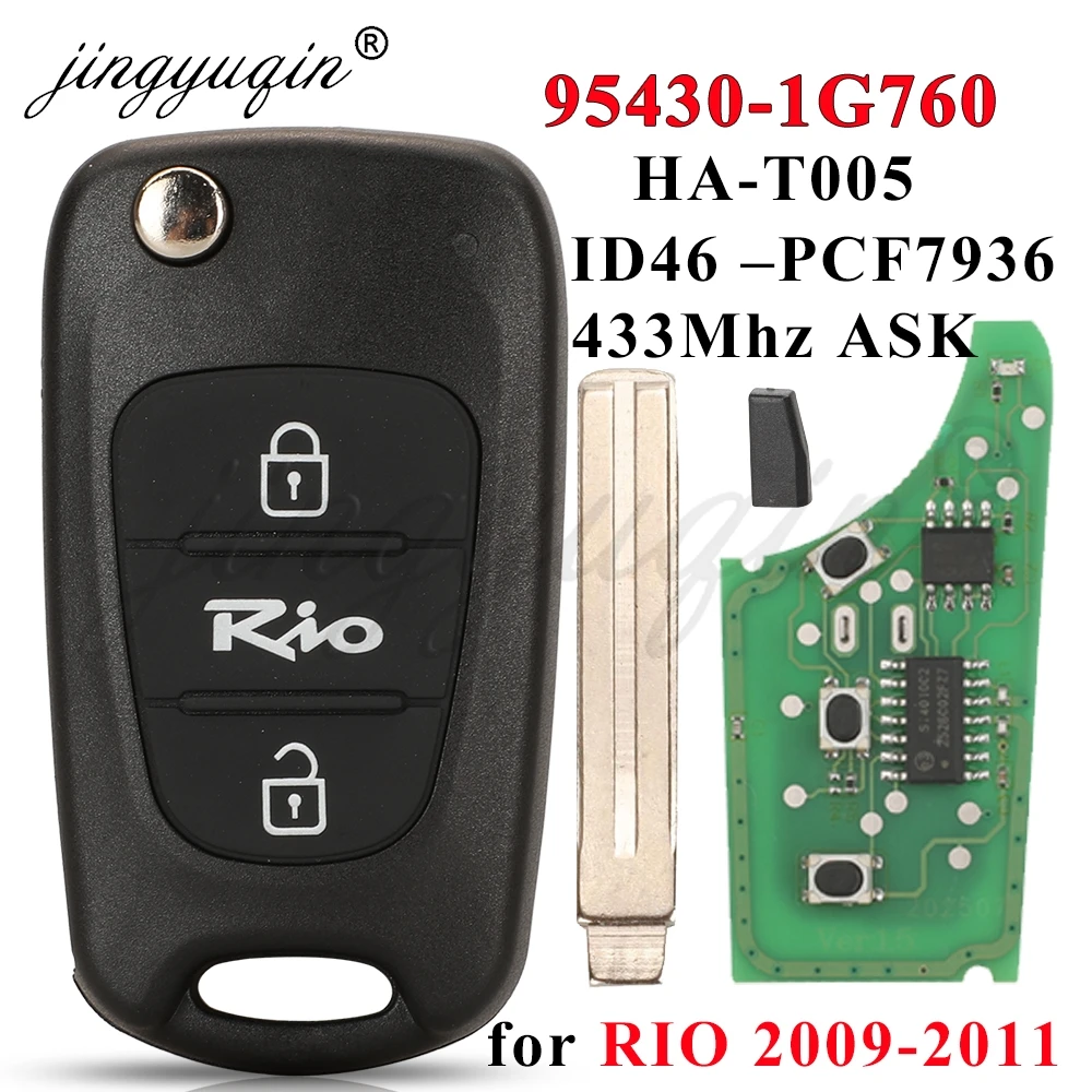 

Автомобильный ключ-брелок Jingyuqin для Kia Rio 2009-2011, выкидной, 95430-1G760, FCC HA-T005, MK5691, 433 МГц, ASK, чип ID46, дистанционное управление