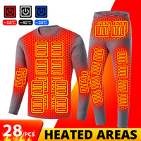 Winter Electric Heated Underwear Set Skiing Thermal Heated Jacket Self Heating Jacket Men Long Johns Tops Pants Women Hiking