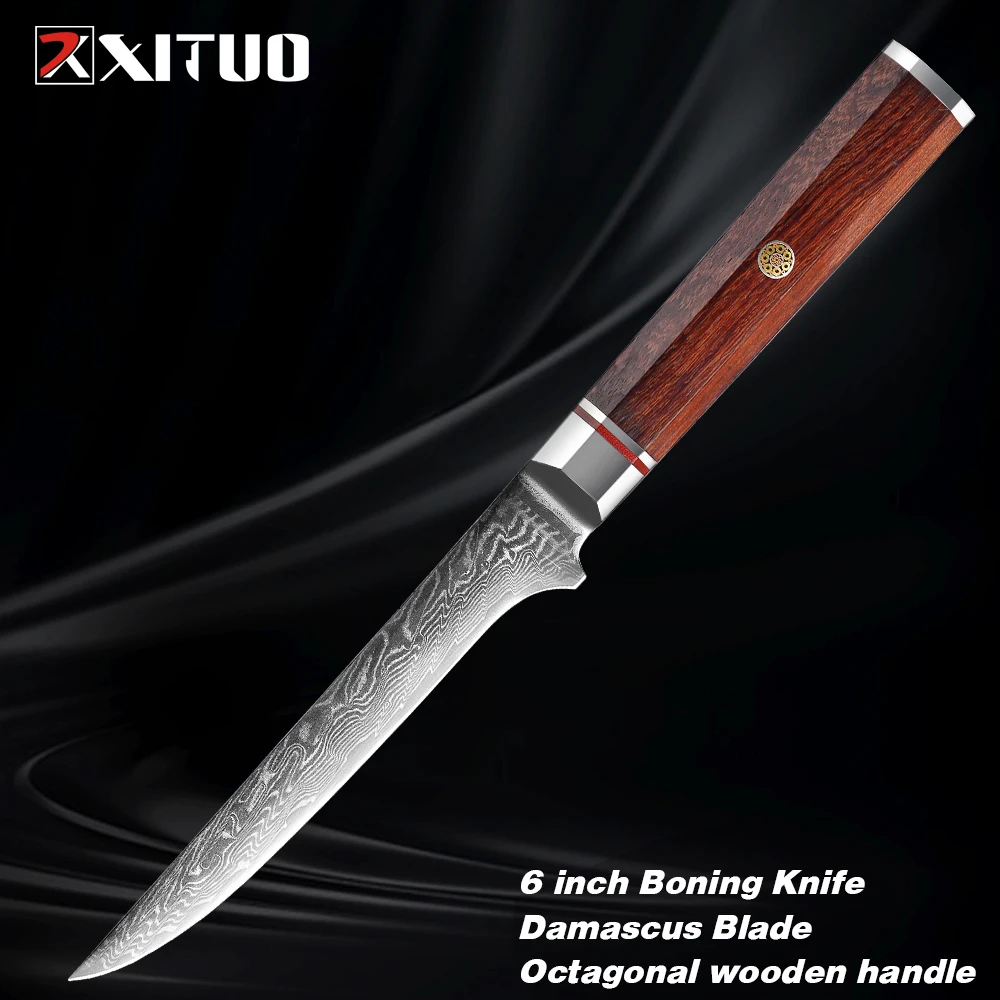 XITUO 6 Inch Boning Knife 67 Layer VG10 Damascus Steel Fish Salmon Knife Kitchen Chef's Knives Slicing Filleting Cooking Knives