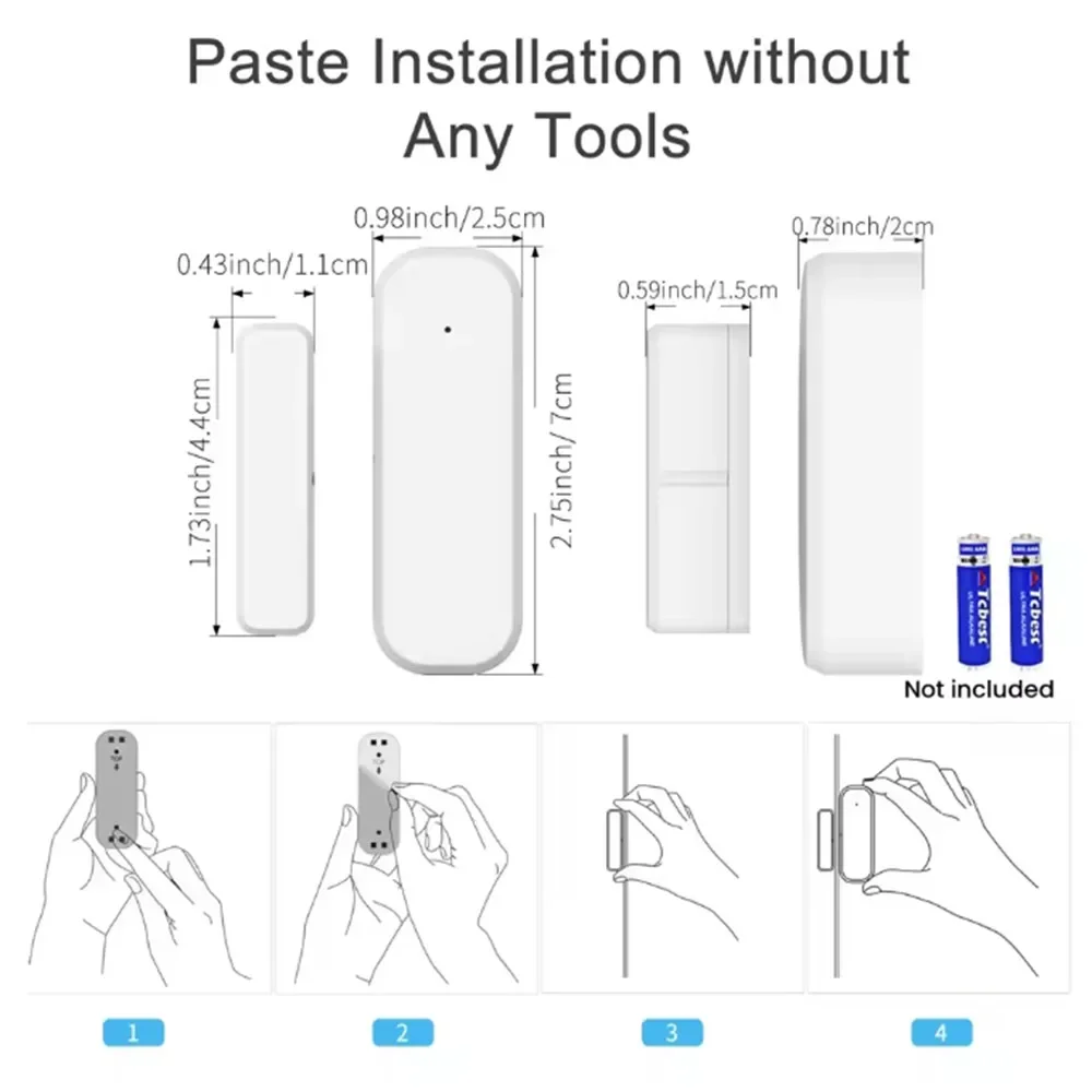 Sensore per porte Zigbee Sensore per finestre wireless con avviso di notifica app per la sicurezza domestica Compatibile con Alexa Google Assistant