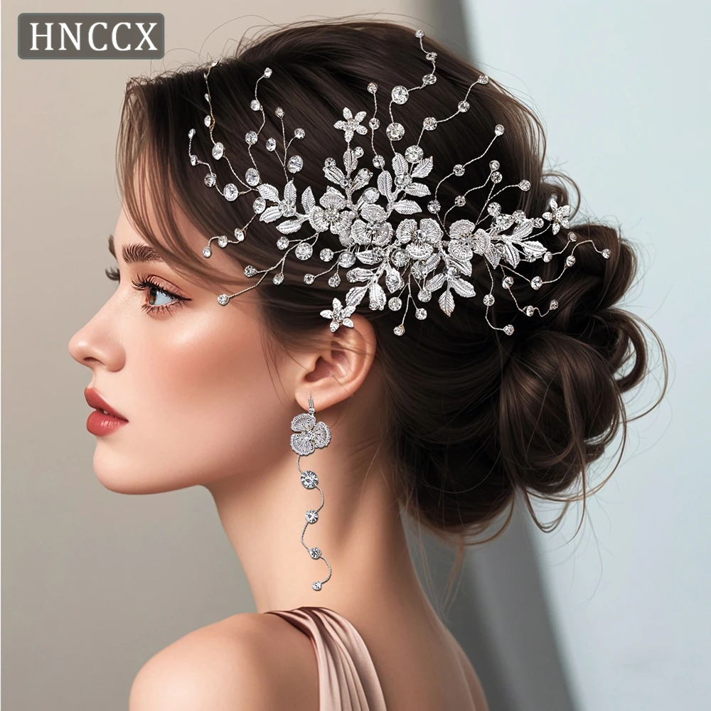 

YouLaPan Trendy Alloy Flowers Hair Comb and Earring Set Glitter Rhinestone Jewelry Hair Accessories Elegant Ornaments HP521
