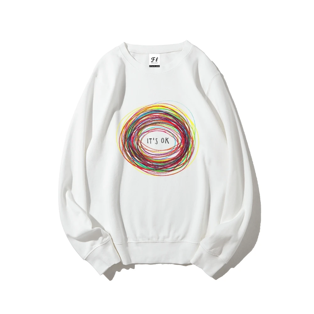 เสื้อสเวตเตอร์ผู้หญิงขนาดใหญ่กราฟิกวินเทจผ้าฝ้ายสตรีทแวร์สบายหลวมพอดีสบายๆที่จําเป็นทุกวันสไตล์แฟชั่นท็อปส์หนุ่ม