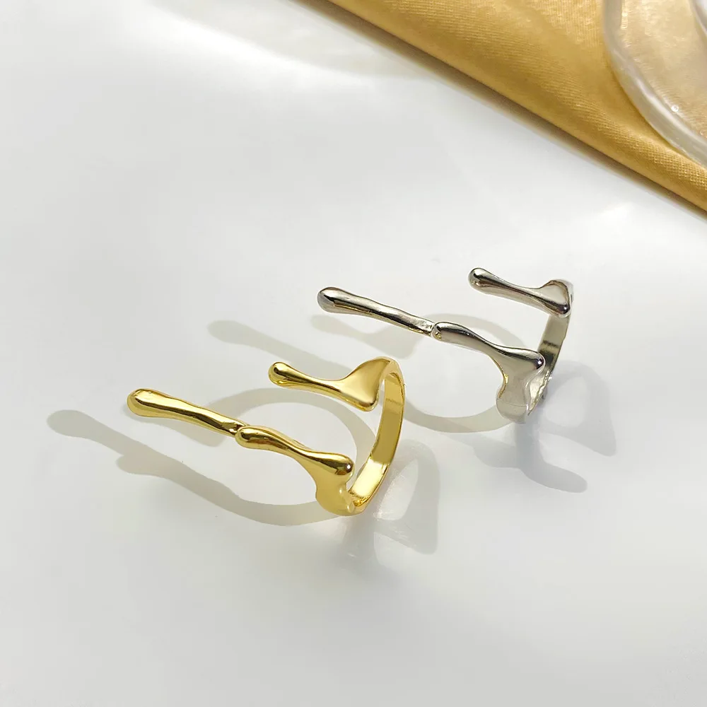 Punk Style Geometric Irregular Liquid Water Drop Rings for Man Women Vintage Silver Color Stainless Steel Ring Goth Jewelry Gift
