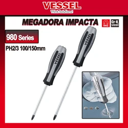 VESSEL MEGADORA IMPACTA Impact Screwdriver Phillips JIS Screwdrivers Impacta Cross-Point Screw Driver No.980 Series