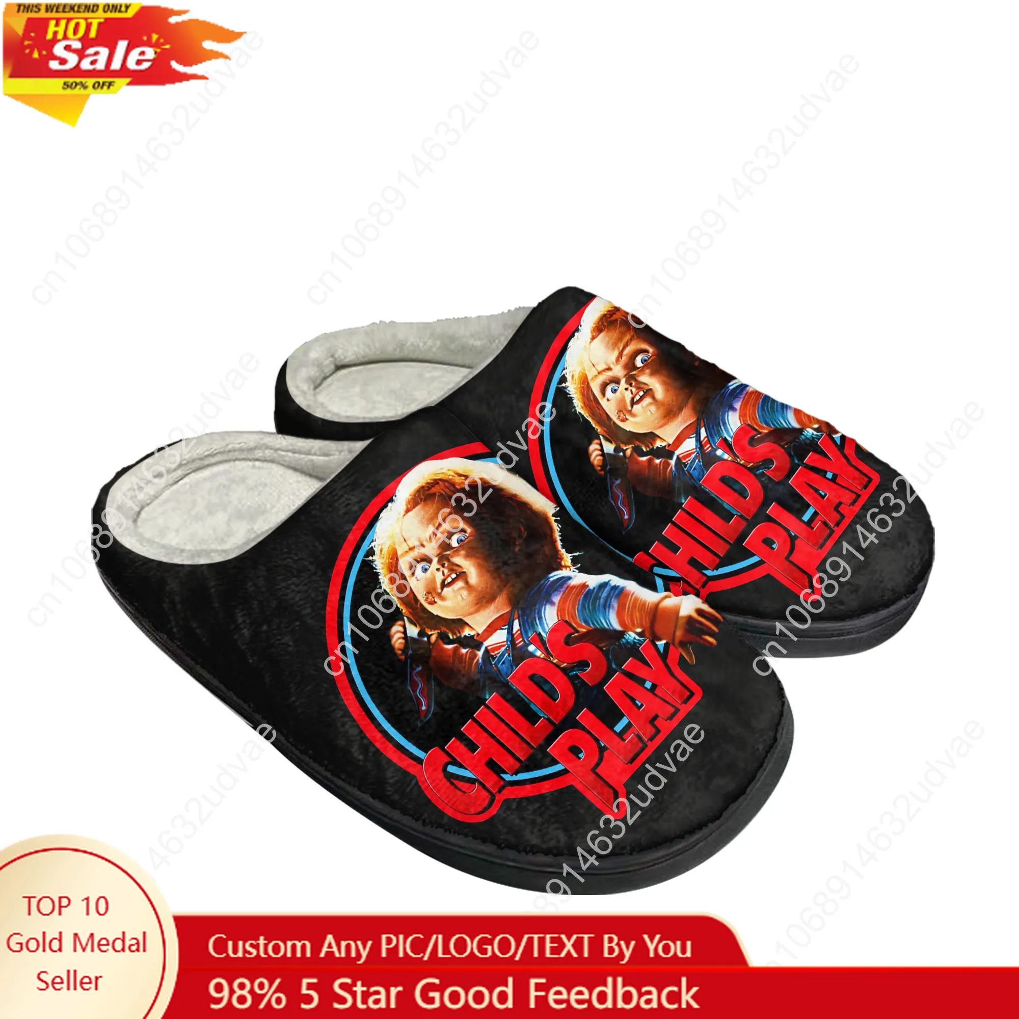 

Childs Play Chucky Cotton Slippers Mens Womens Keep Warm Shoes Home Plush Bedroom Footwear Custom Made Thermal Slipper