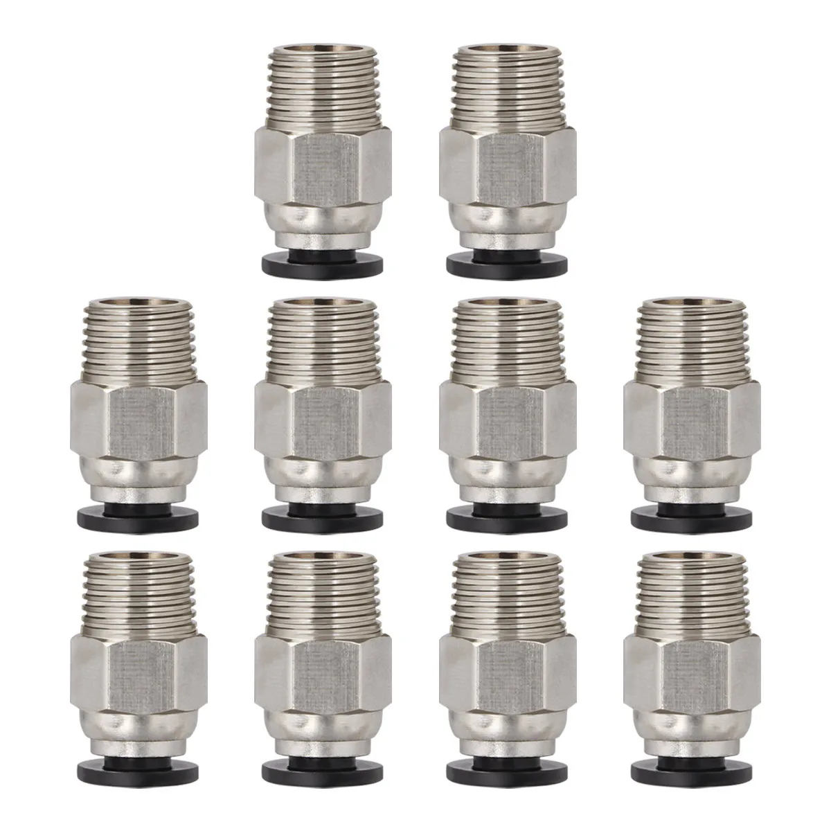 10Pcs 3D Printer Tube Connector Male Straight Pneumatic Pc4-M10 Ptfe Tube Fitting Easy Insert Quick Disconnect