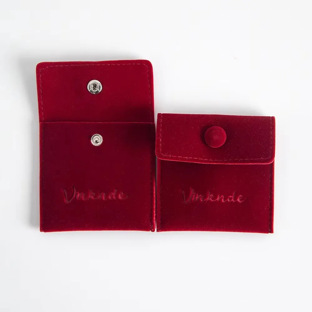 

50Pcs/Lot Stunning Jewelry Thick Velvet Snap Button Bag Pendant Ring Portable Gift Organizer Envelope Storage Bracelet Necklace