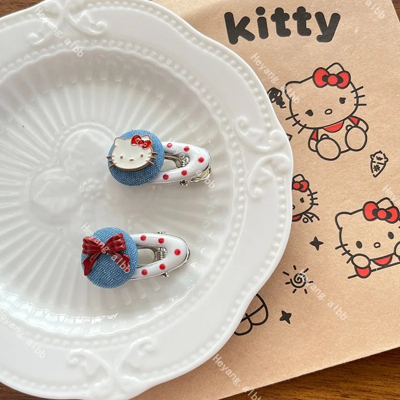 New Style Cartoon Hello Kitty Cowboy Bow Mini Hair Clip Sweet Cute Bangs Side Clamp All-match Hair Clip Women's Hair Accessories