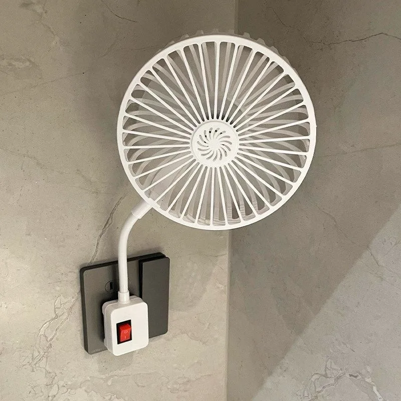 Small electric fan for kitchen, wall-mounted socket, toilet fan, plug-in, small household, quiet and powerful