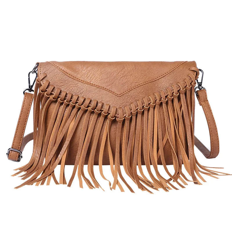 

European and American Trendy Women's Envelope Tassel Bag Ladies' Single Shoulder Crossbody Bag Thin Women's Bag