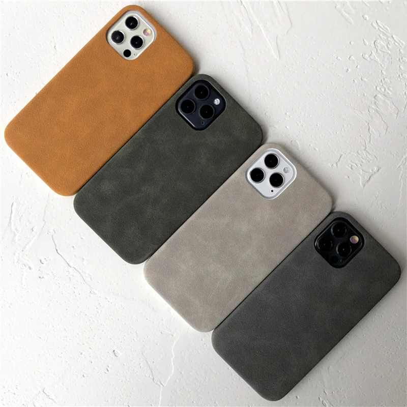 For iphone 16 pro max 14 15 plus Ultra thin Suede Texture leather Phone Cases For iPhone 13 12 11 Pro Max anti-skid Soft Cover