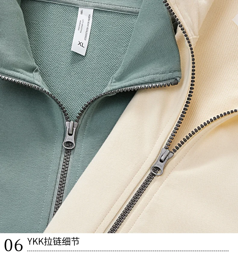 High Quality 330gsm100% cotton Men's hoodies stand collar Zipper cardigan Jacket Loose hoodie sweater