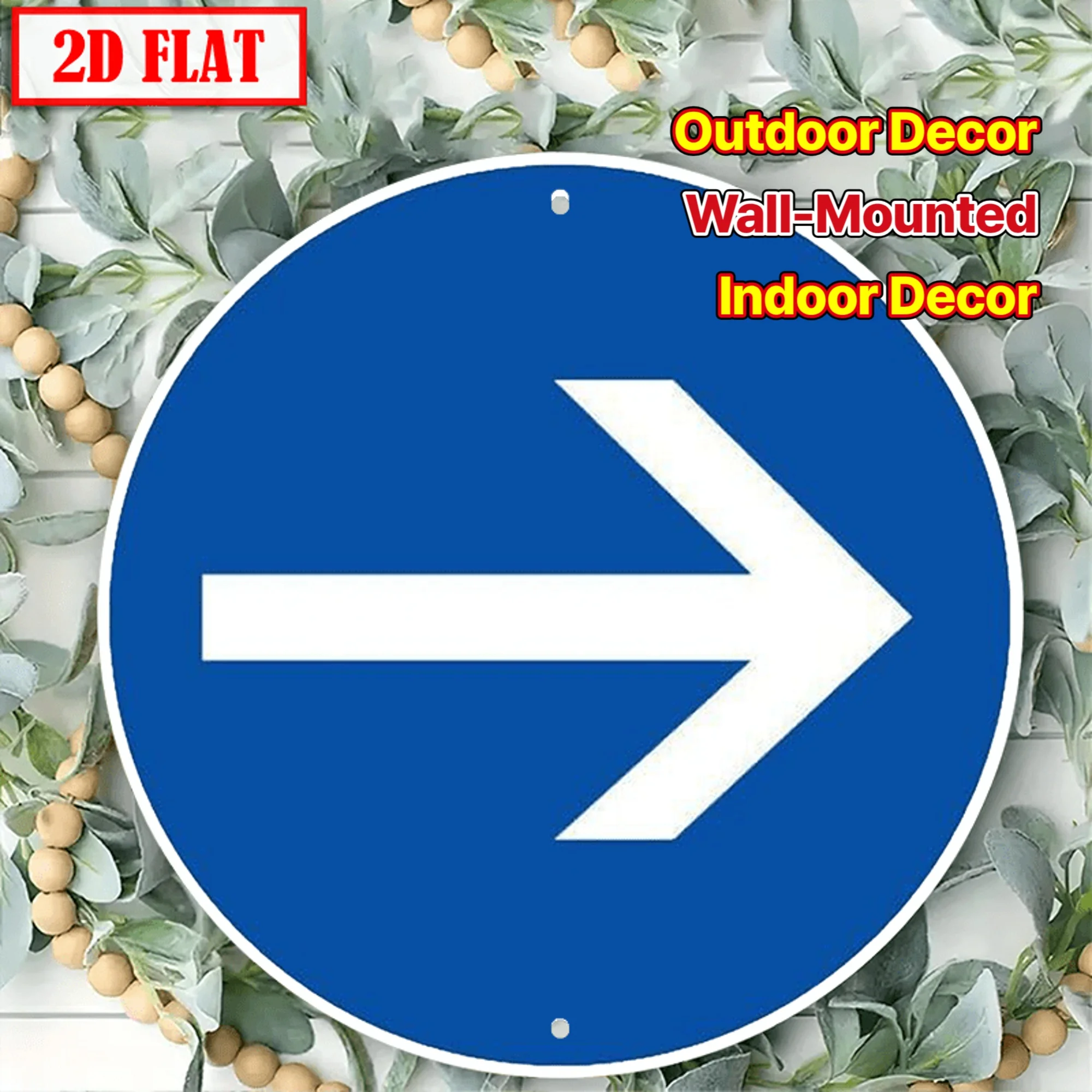 2D Flat - A 2D Flat Circular Aluminum Directional Sign in Classic Blue And White, Measuring 8.0X8.0 inch, Waterproof for Indoor