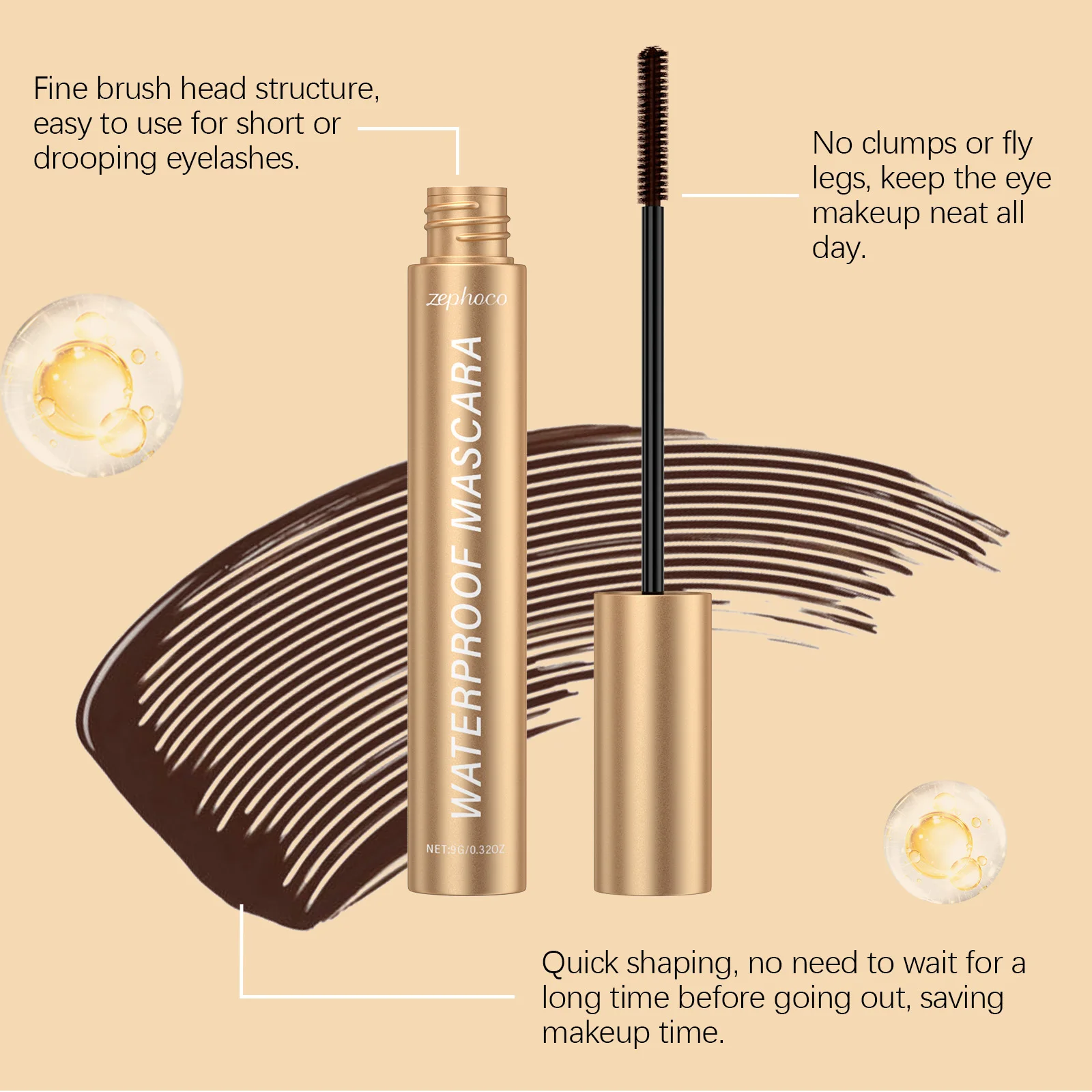 カーリングマスカラ ブラックブラウン 長さ出し 防水 優しい処方 簡単ケア 毎日着用 自然な外観 長持ち 速乾性