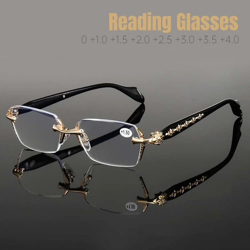 Imagen 1 del producto Gafas de lectura estilo Harajuku a la moda para mujeres y hombres, gafas de presbicia con bloqueo de luz azul y corte de diamante, gafas de visión de lejos