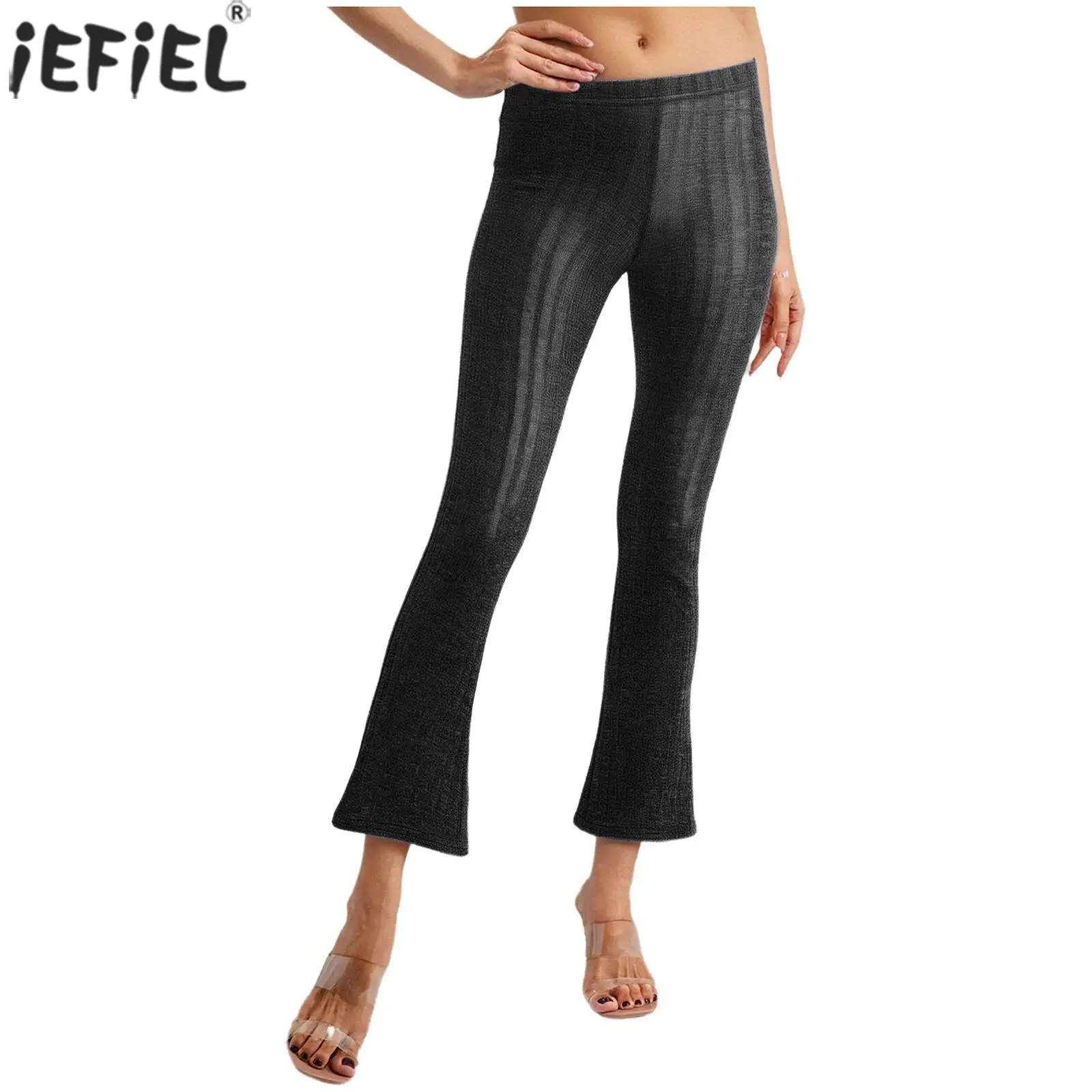 

Women's Slight See Through Yoga Pants Zipper Crotch High Waist Leggings Tights Long Pants for Gym Sports Meditate Pilates Pants