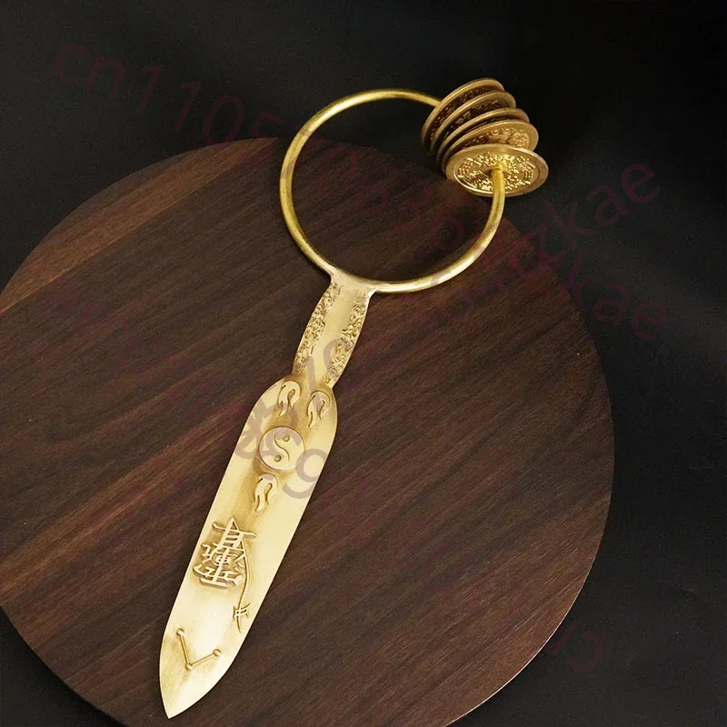Pure copper master's knife,Purple Wisteria taboo master's knife,Seven Star Bell knife,Taoist artifact ornaments,Feng Shui suppli