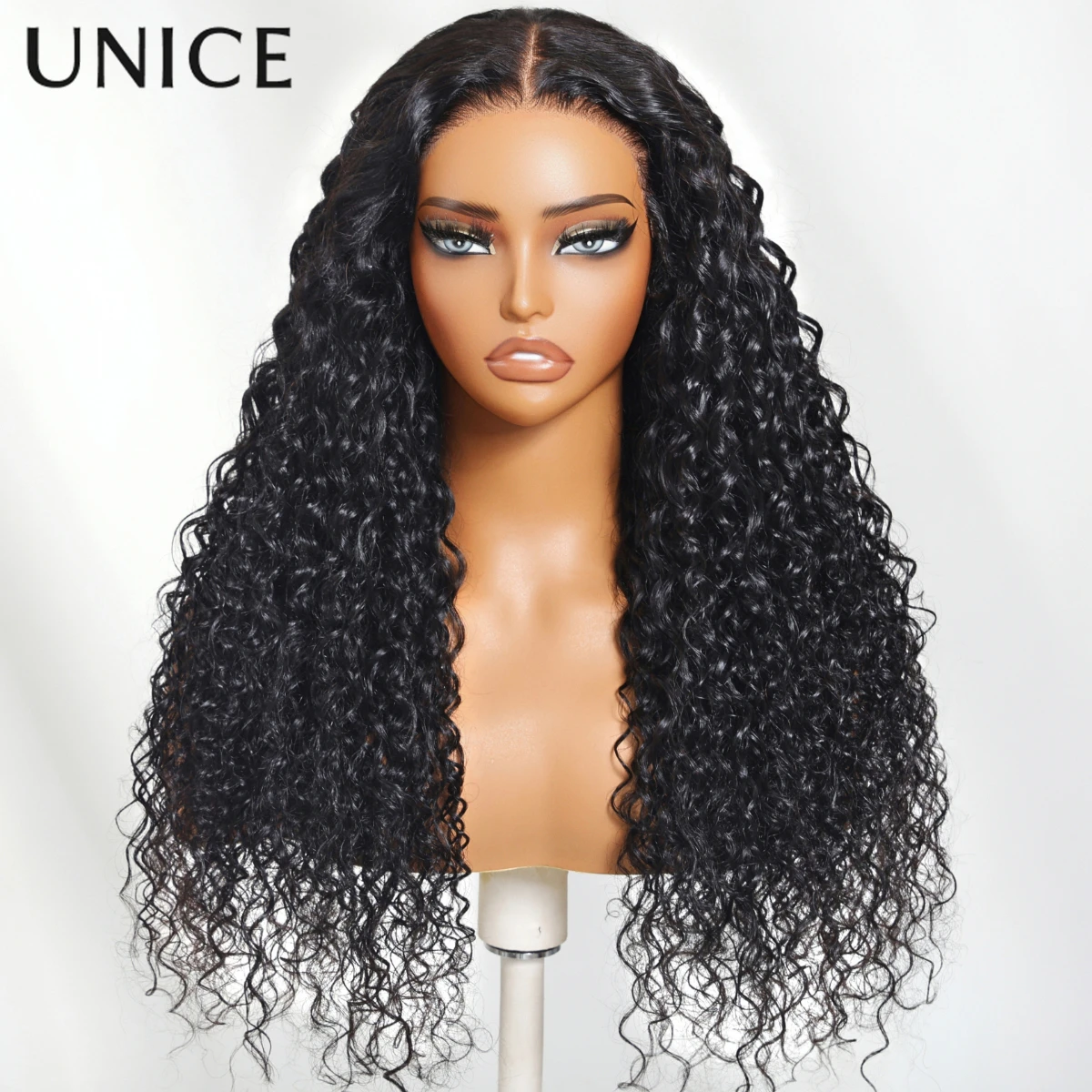 UNice Bye-Bye Knots 7x5 Lace Water Wave Curly Wig With Drawstring Pre Cut Pre Bleached Glueless Wig Human Hair Ready To Wear