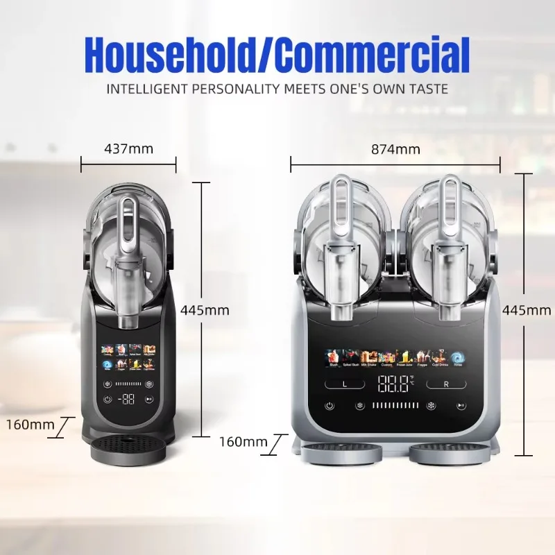 1.8L * 2 آلة سلوشي التجارية آلة المشروبات المجمدة طين تجاري 8 وظائف ماتشا مارغريتا كوكتيل الآيس كريم