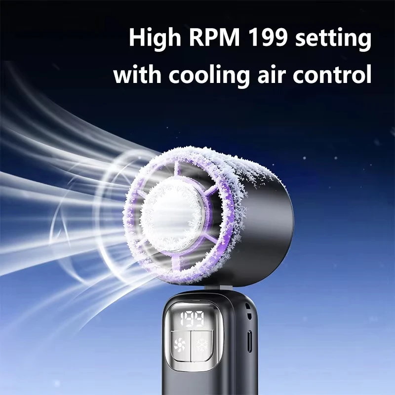 Lenovo Handheld Fan Cooling Ice Cooler Rechargeable USB Brushless Motor 199 High Speed Turbo Jet Fan for Outdoor Travel Office image 5