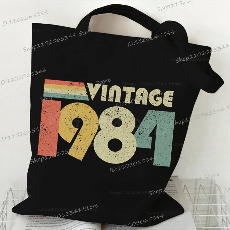 ヴィンテージ 1985年 40歳の誕生日 ショルダーバッグ レディース メンズ エコ デイリー ショッピングバッグ カジュアル レトロ 1980年代～1989年代 キャンバス クラシック トートバッグ