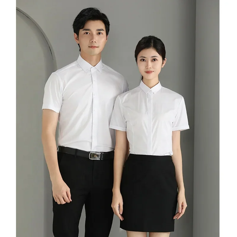 High End Quality Adult Regular Formal Shirt Solid Color Business Micro Elastic Long Sleeved Shirt