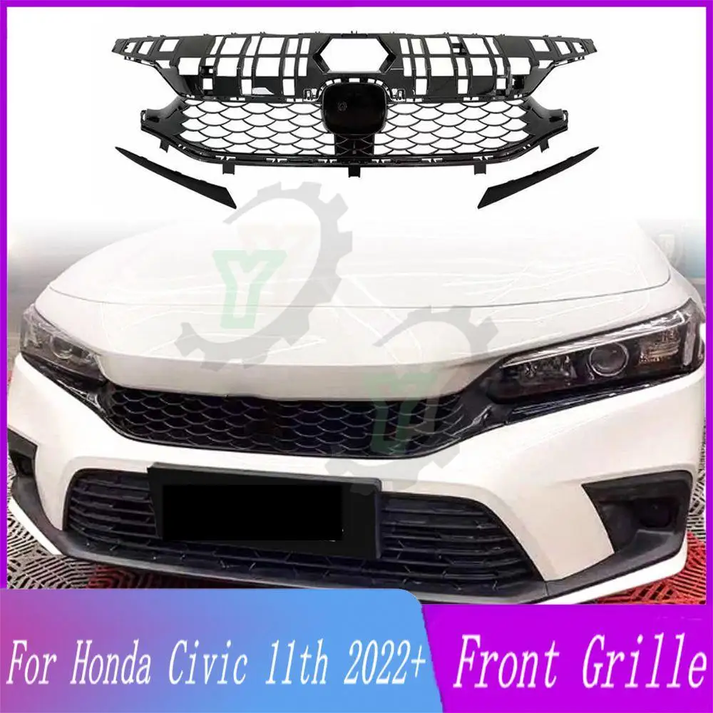 

For Type R Style Front Bumper Grille Centre Styling Upper Grill For Honda Civic 11th gen 2022 2023 Car Accessory