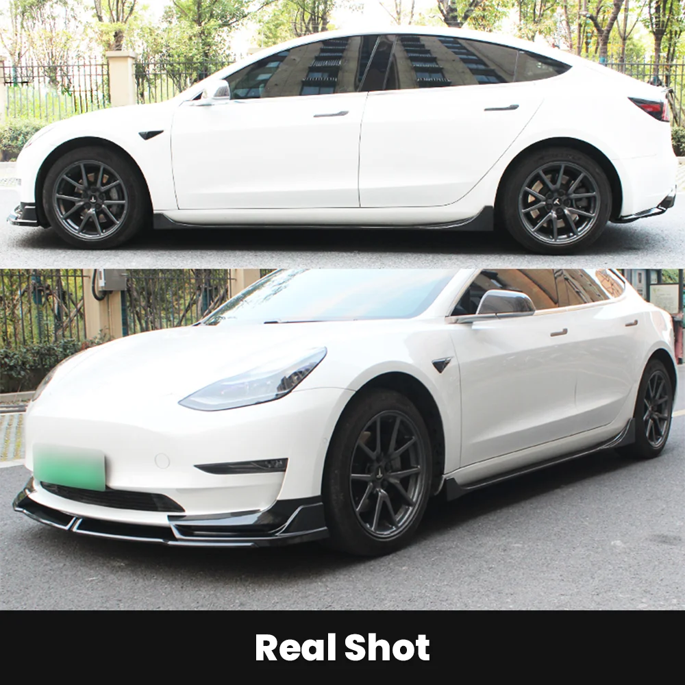 For Tesla Model 3 2017- 2023 Turbo Body kit Glossy BlacK Bumper Lip Chin Diffuser Spoiler Deflector Tesla 2023 Tuning Accessory