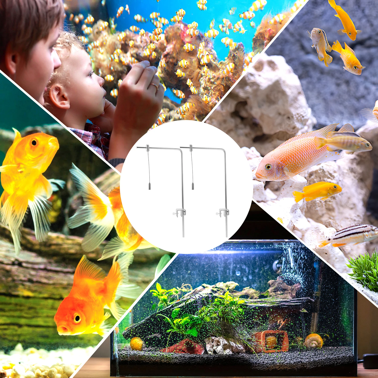 

2Pcs Fish Tank Light Bracket Aquarium Stand Hanger Aluminum Alloy Adjustable Height Saltwater Freshwater Lighting MountBracket