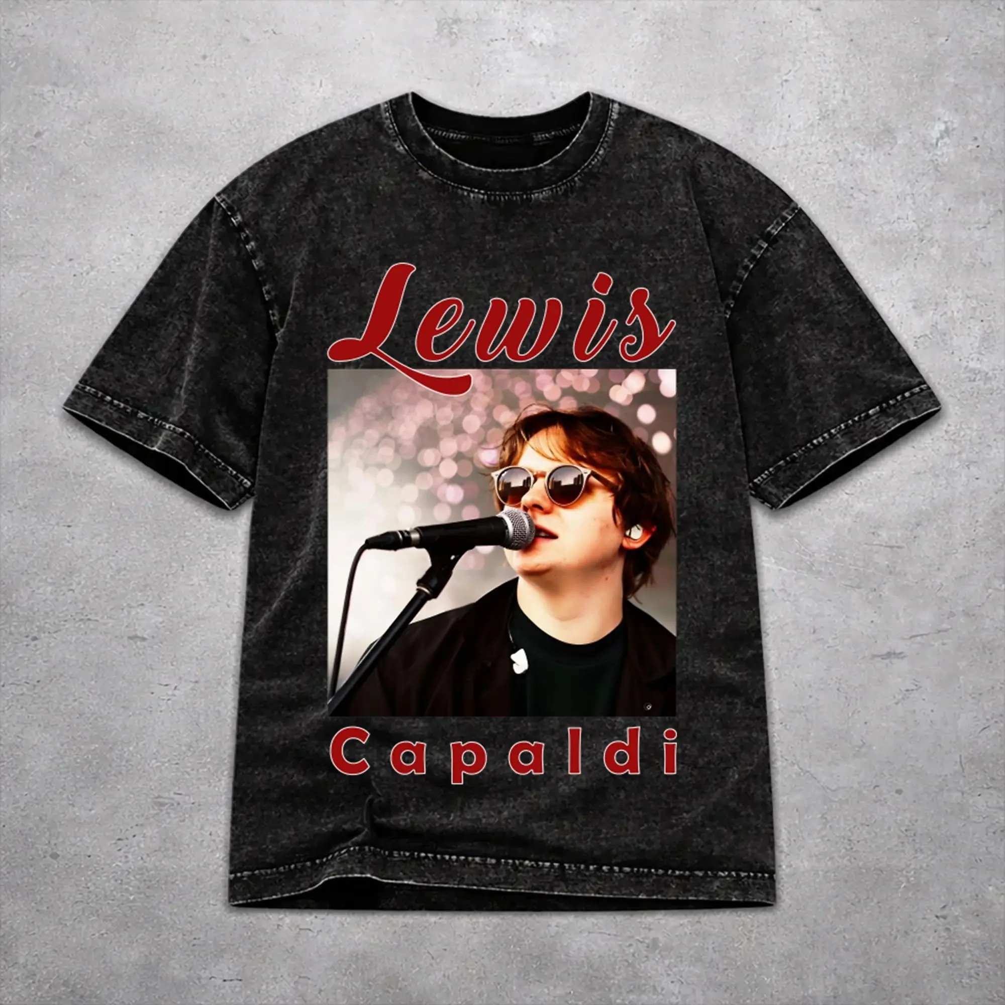 Lewis Capaldi Tour 2026 Washed T Shirt Vintage Streetwear for Men Women  Oversize T-Shirts Tee 100% Cotton