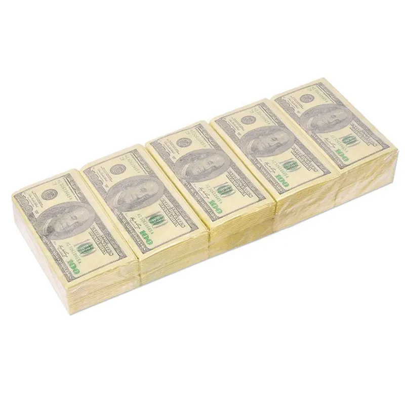 10 Pcs/Set Creative 100 Dollars Money Napkins Paper Toilet Bath Party Supplies