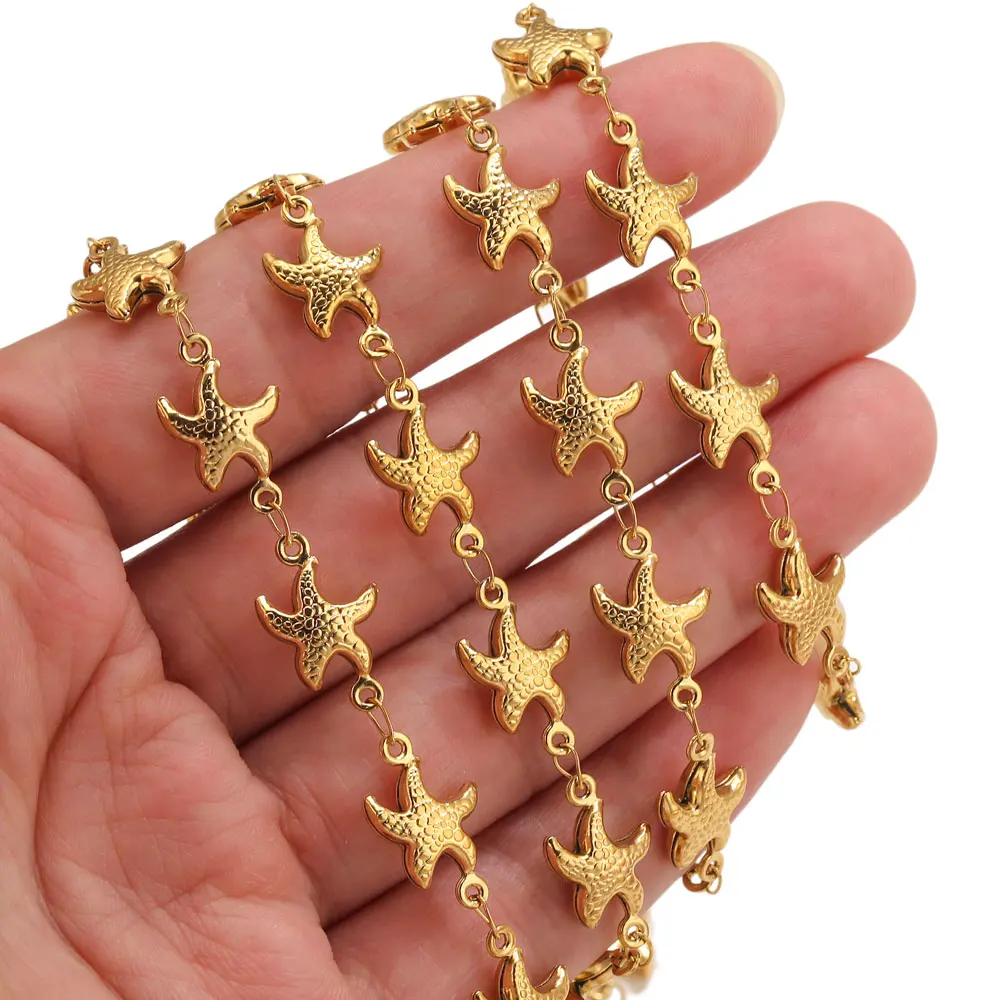 1m Edelstahl-Seestern-Ketten für Schmuckherstellung DIY Armband Halskette Handgemachte Schmuckkette Strand-Accessoires Material – Detail 1