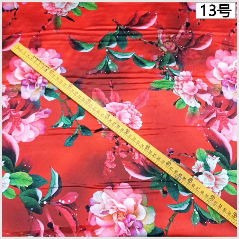 100% Mulberry Silk Light Luxury Elegant Floral Pattern Div Digital Inkjet Printing Heavyweight 40mmi Free Satin Fabric Cheongsam