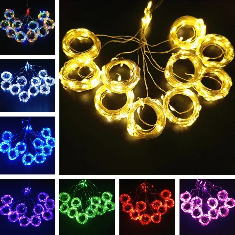 USB Curtain String Lights 8 Modes Fairy Light Christmas Tree Garland Lights Holiday Home Bedroom Wedding Christmas Decor