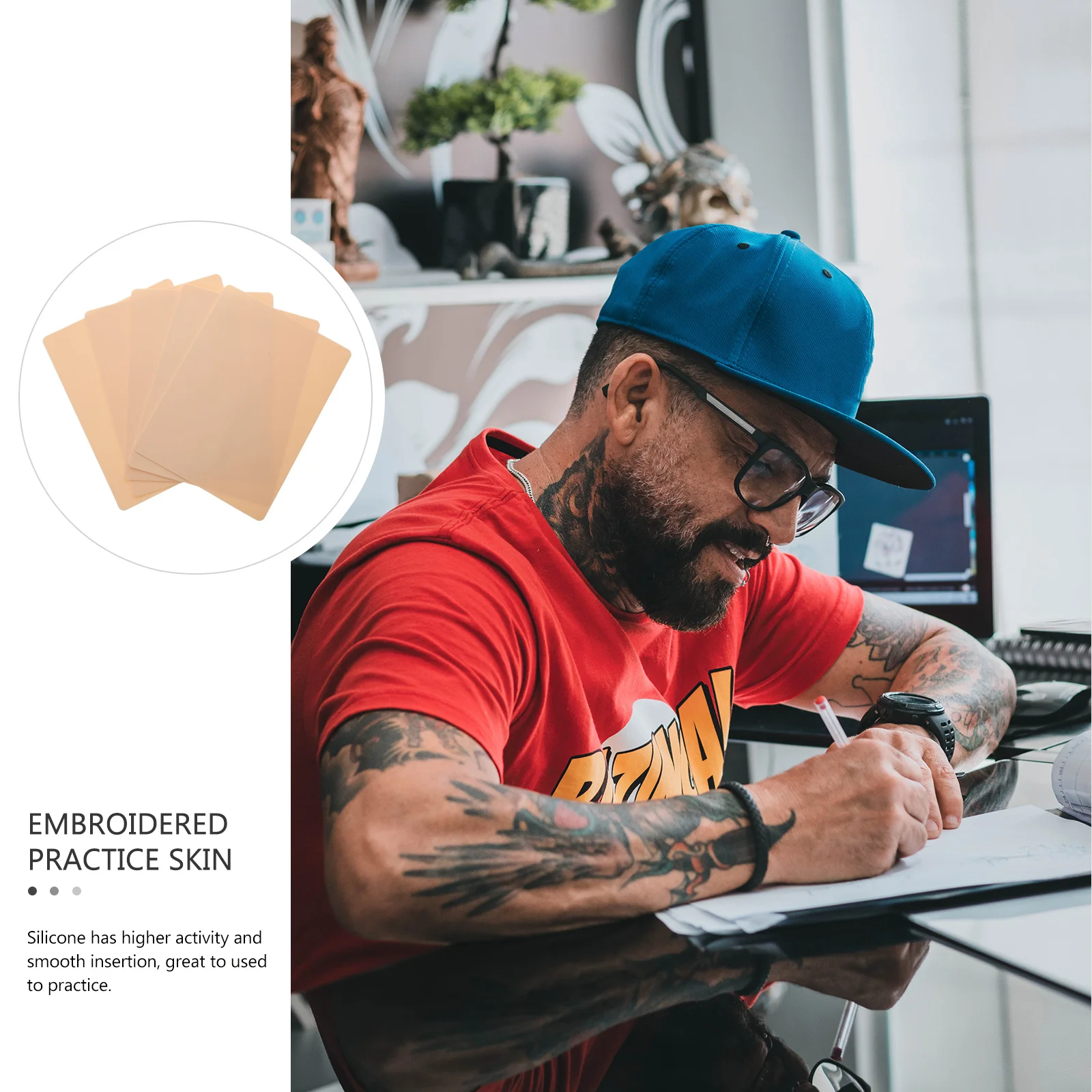 

5Pcs Blank Practice Skin Silicone Artificial Practice Skin Small Light Portable for Tattooing Training Beauty Salon Supplies