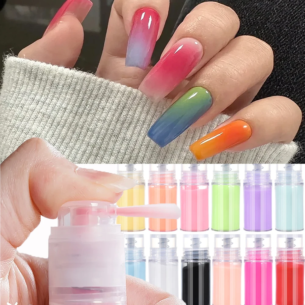 12color Ombre Spray Powder Nail Design With Spray Bottle Acrylic Powder 10g/jar Rainbow Gradient Nail Pigment Ombre Spray Powder