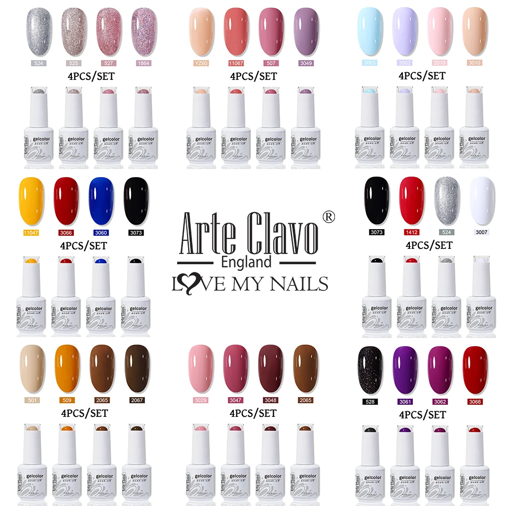 Arte Clavo 4 pezzi smalto UV gel vernici set 15ml nuova serie per unghie art manicure smalto semipermanente bisogno di base top coat