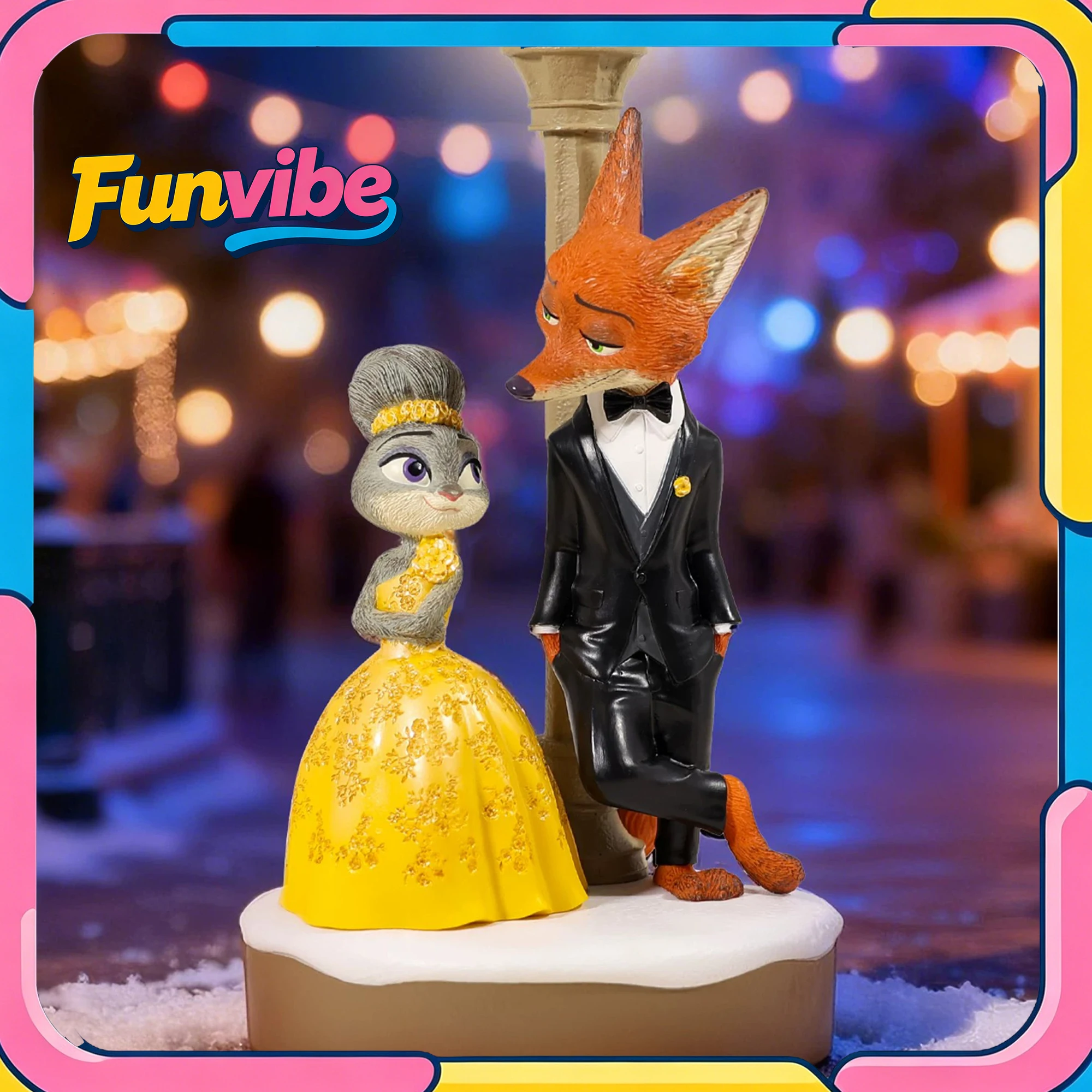 Enesco Disney Zootopia 2, Figura de Anime de 20 cm de Judy y Nick con Vestido de Novia, Iluminada, Adorno para Habitación, Figura Coleccionable, Regalo de Cumpleaños para Niñas