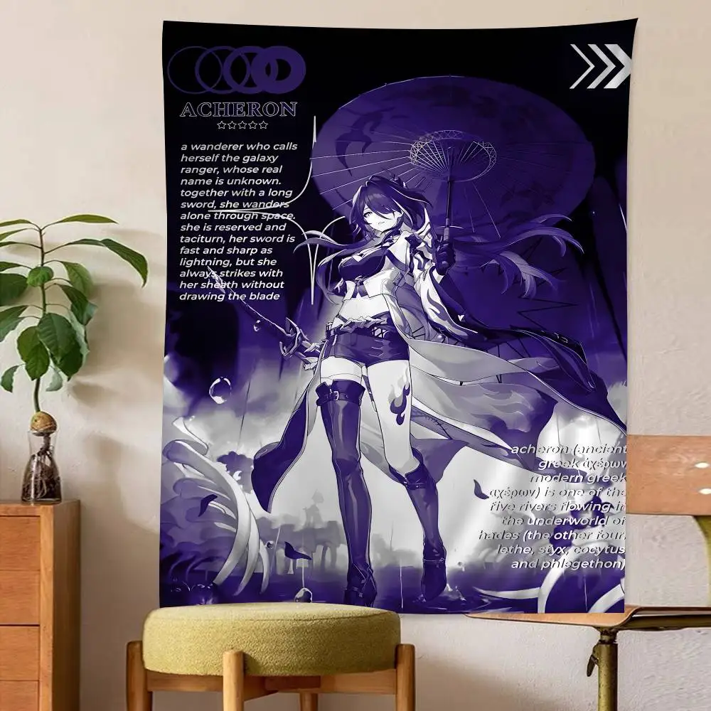 Beliebtes Spiel Honkai Star Rail Acheron Bunter Wandteppich Wandbehang Böhmische Wandteppiche Mandala Wandkunst Dekor