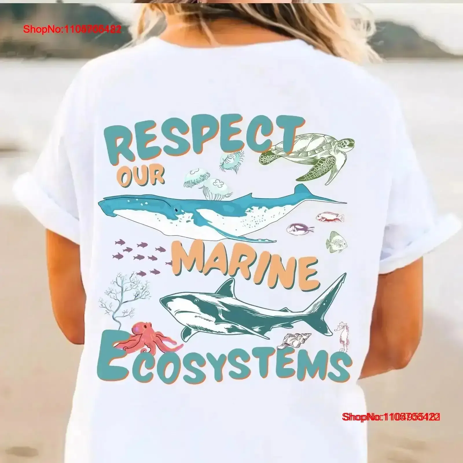 T-shirt Requin Baleine pour Amateurs de l'Océan - Respectez Nos Écosystèmes Marins pour Sauver les Baleines et les Requins - Vêtements de Plage pour Hommes et Filles