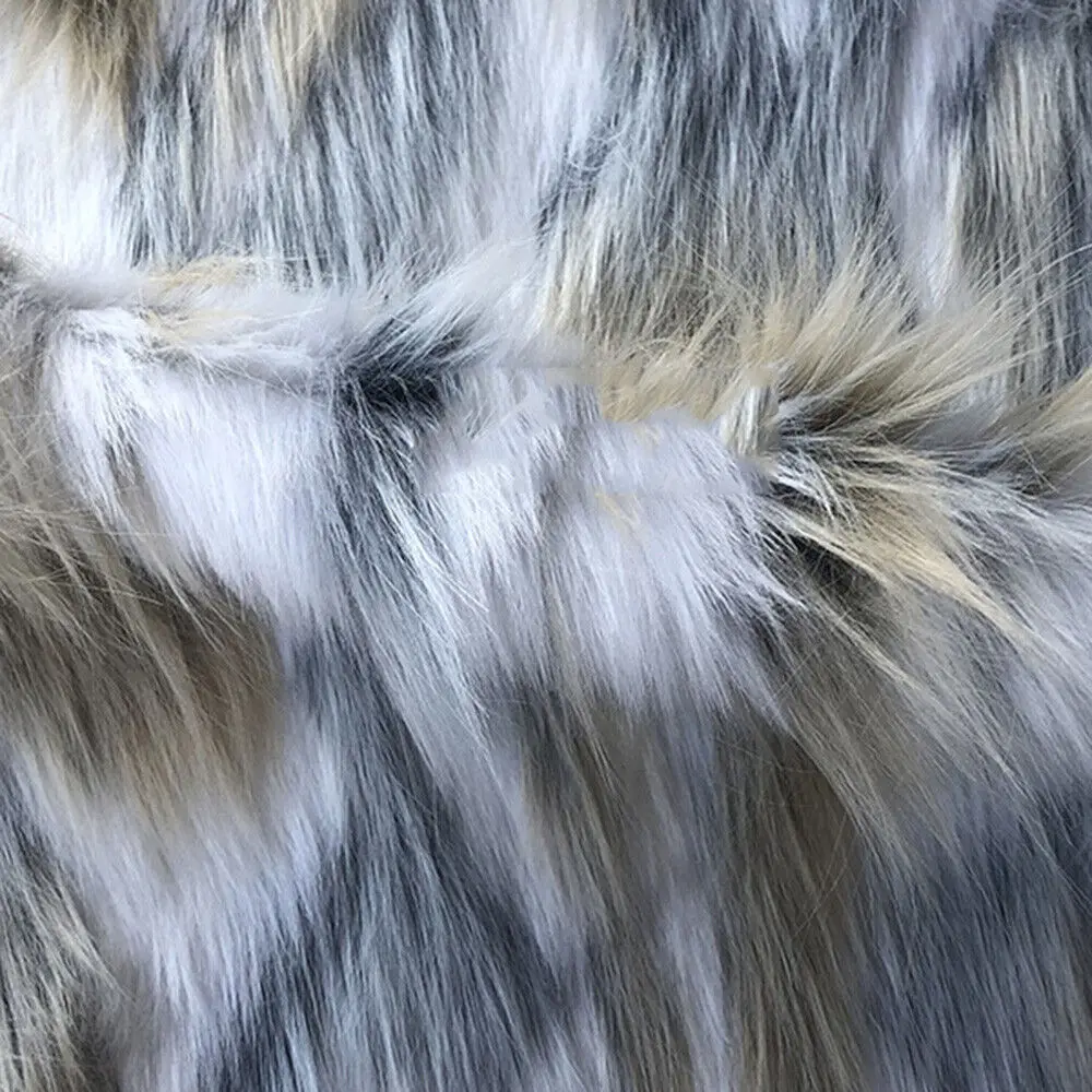 A4 Tricolor Jacquard Plush Fabric Long Faux Fur Plush Sewing DIY Carpet Coat Cloth