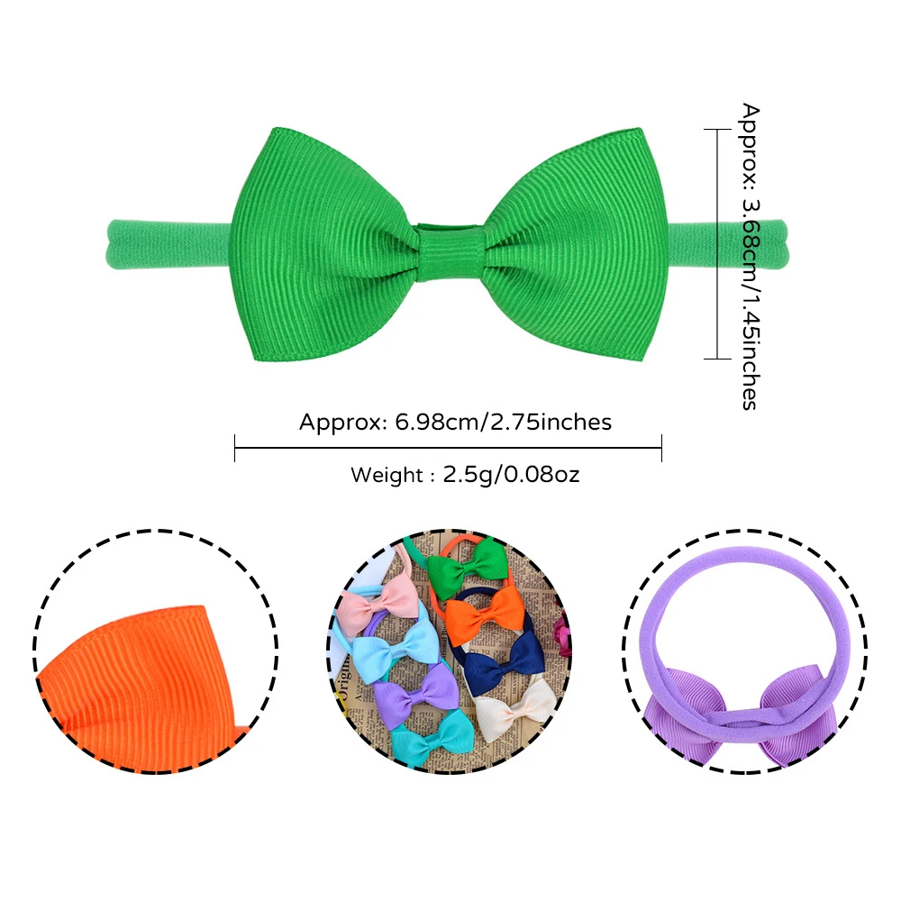 6 Teile/satz Einfarbig Grograin Band Bowknot Stirnband Für Mädchen Neue Headwear Elastische Haar Bands Infant Kinder Haar Zubehör – Detail 1