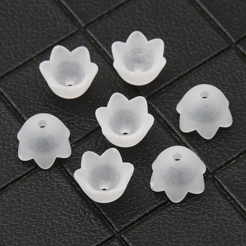 Perles acryliques blanches 10x7mm fleur perles d\'espacement en vrac pour la fabrication de bijoux bricolage cadeau d\'anniversaire boucles d\'oreilles